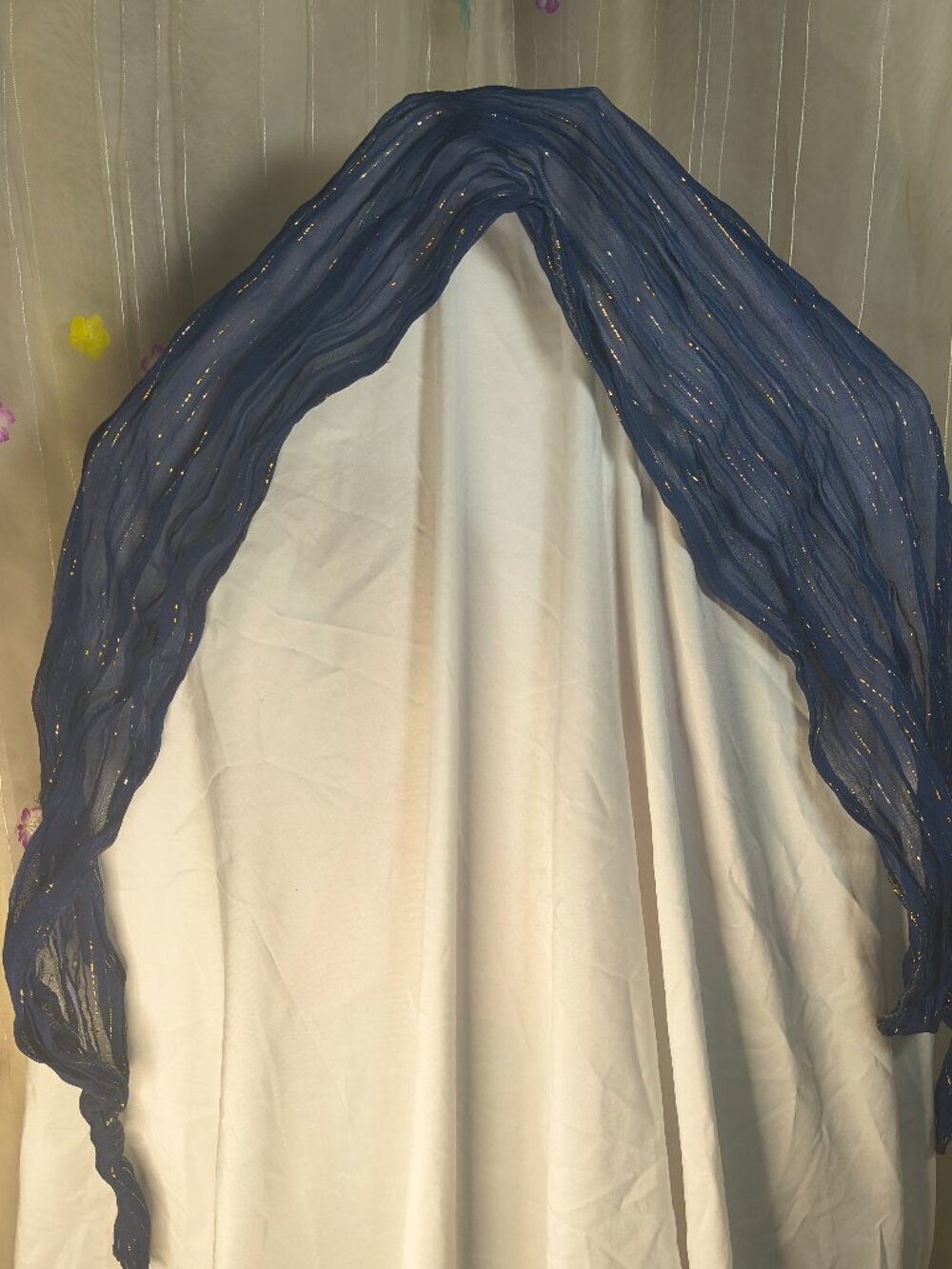 Unbranded Scarf blue with gold 11 by 52 inches